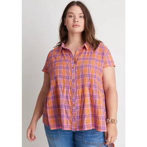 Anthropologie Jenesa Smocked Buttondown